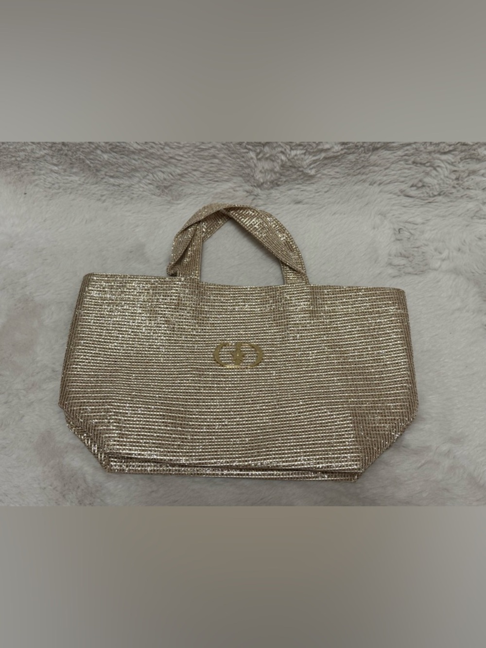 Dior Gold Metallic Straw Tote Bag with Logo Accent- GWP - Picture 6 of 12